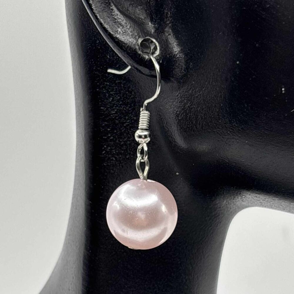 Silver & Pink Pearl Earrings
